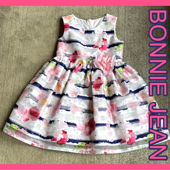 Bonnie Jean Other - BONNIE JEAN Dressy Floral Striped Girl’s
Dress Sz 4 ~ Perfect for Easter